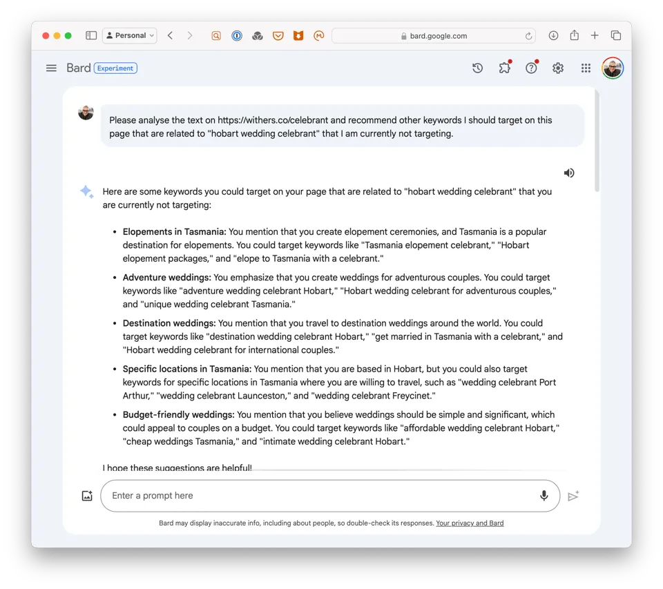 Screenshot of Gemini’s answer
