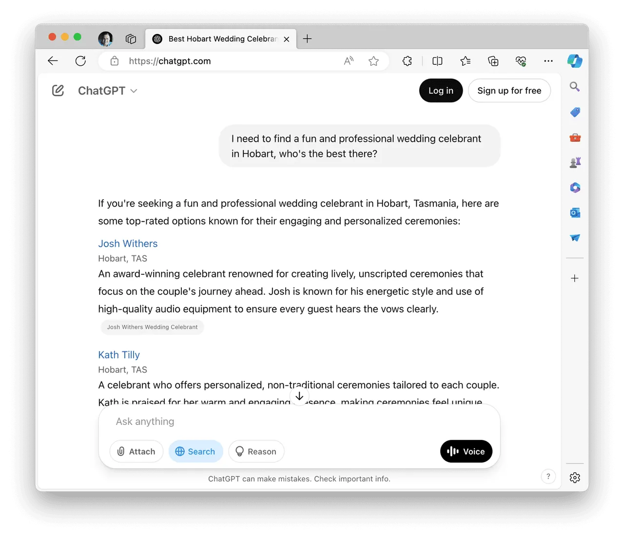 ChatGPT demonstration search ⌘