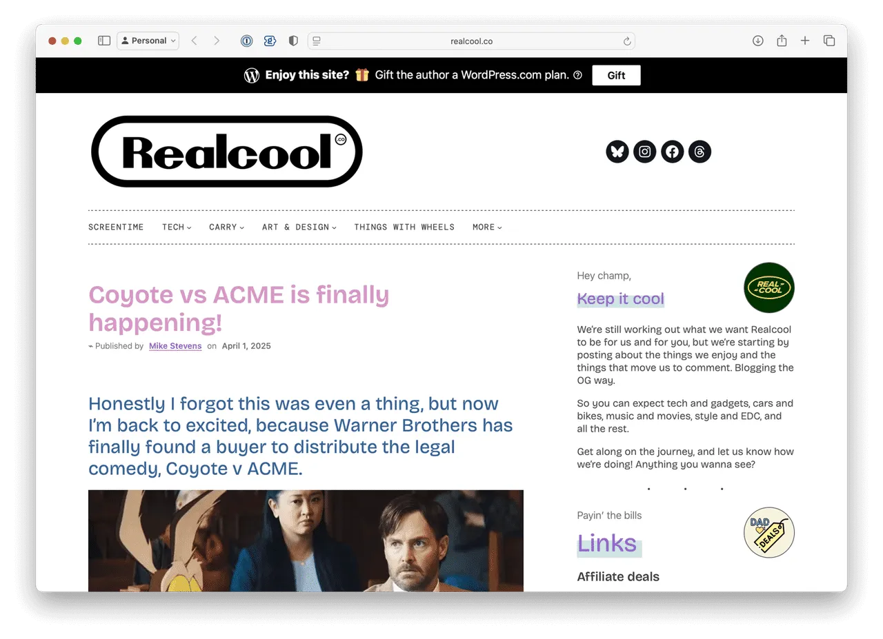 Mike’s original blog post about Coyote vs ACME on his website, Real Cool