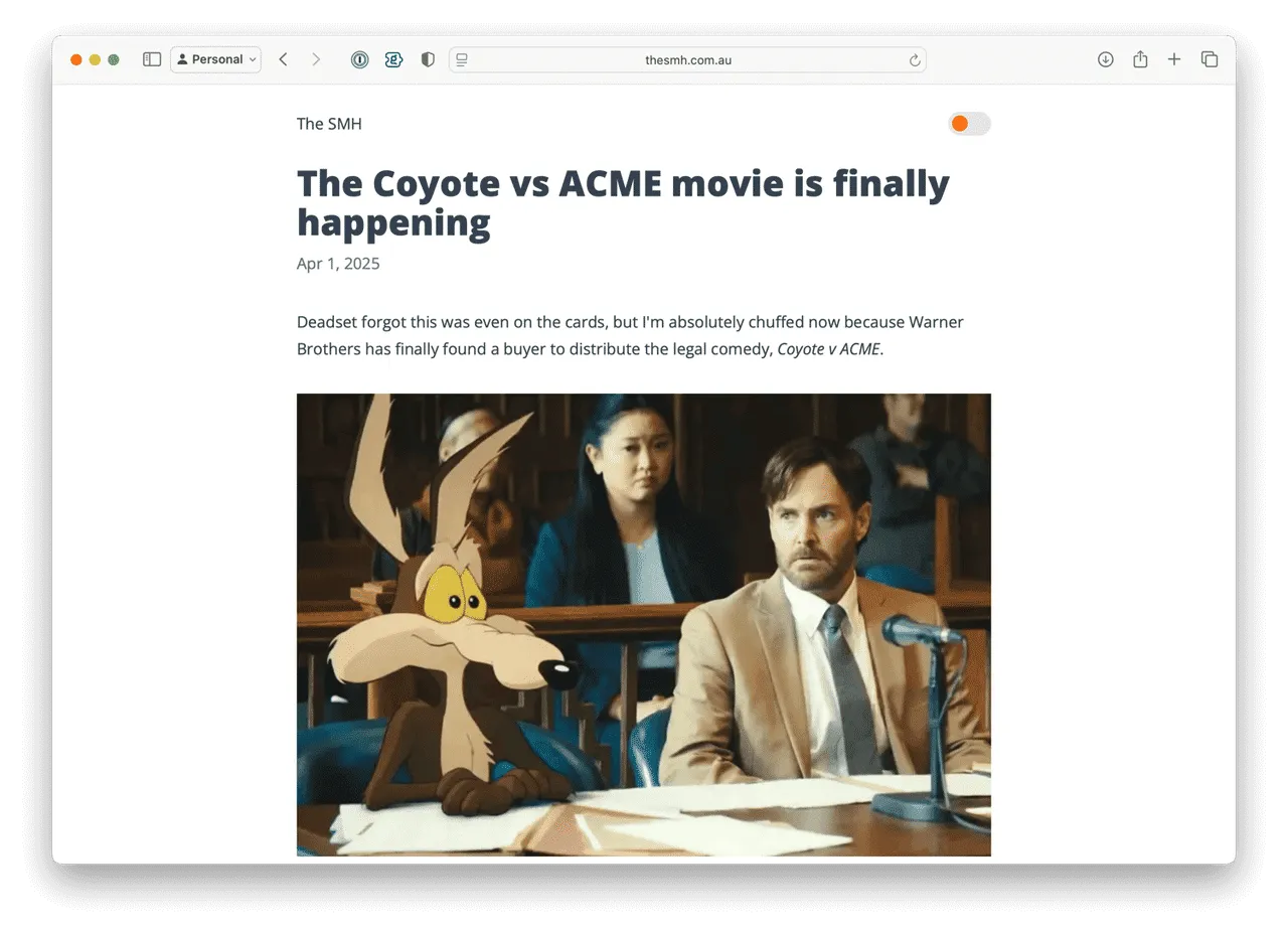 Screenshot of my blog post about Coyote versus ACME