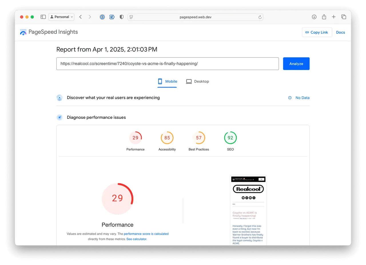 Google Page Speed Insights is a helpful tool for optimizing websites