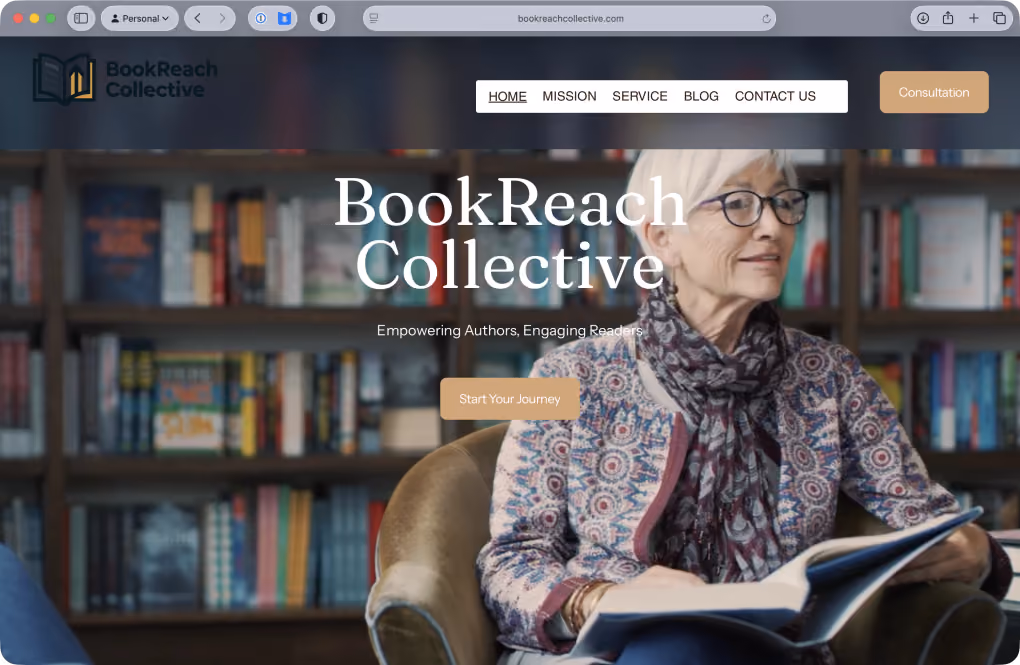 Screenshot of the BookReach Collective homepage