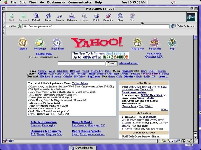 Screenshot of Yahoo on 9/11